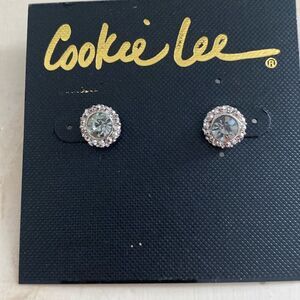 Vintage Cookie Lee pierced rhinestone earrings